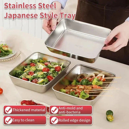 (🔥HOT SALE NOW 49% OFF) - Stainless Steel Square Plate（With Lid）