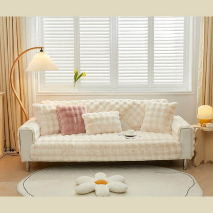 Cosy Plush Solid Colour Non-slip Couch Cover