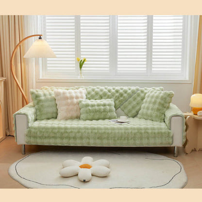 Cosy Plush Solid Colour Non-slip Couch Cover