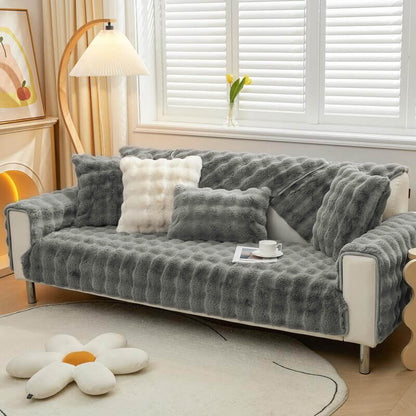 Cosy Plush Solid Colour Non-slip Couch Cover